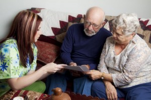 Hospice Worker with senior couple